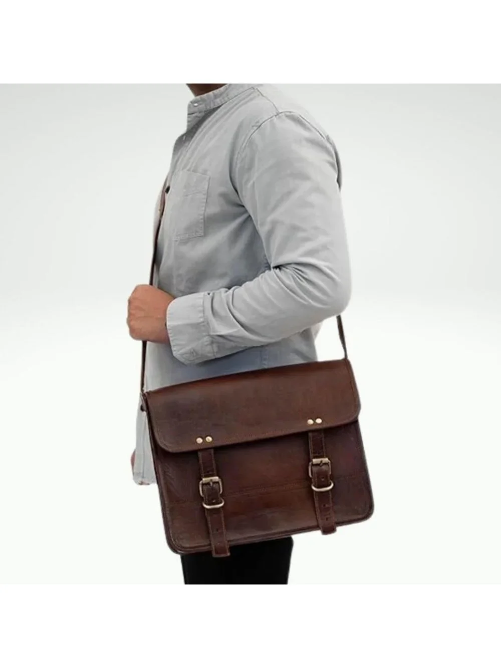 Vintage Leather Messenger Bag | 16